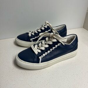 Tory Burch Navy Blue Ruffle Sneakers with White Laces 6